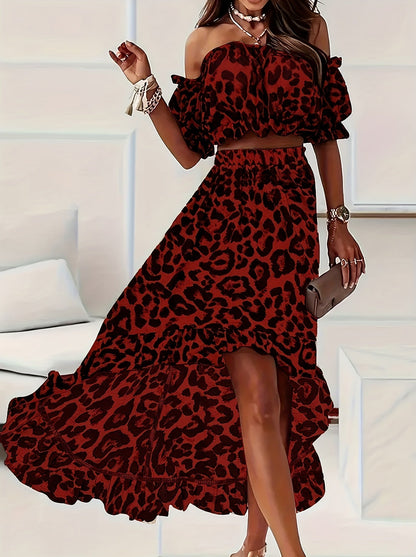 Luipaardprint elegante tweedelige set - Zoey
