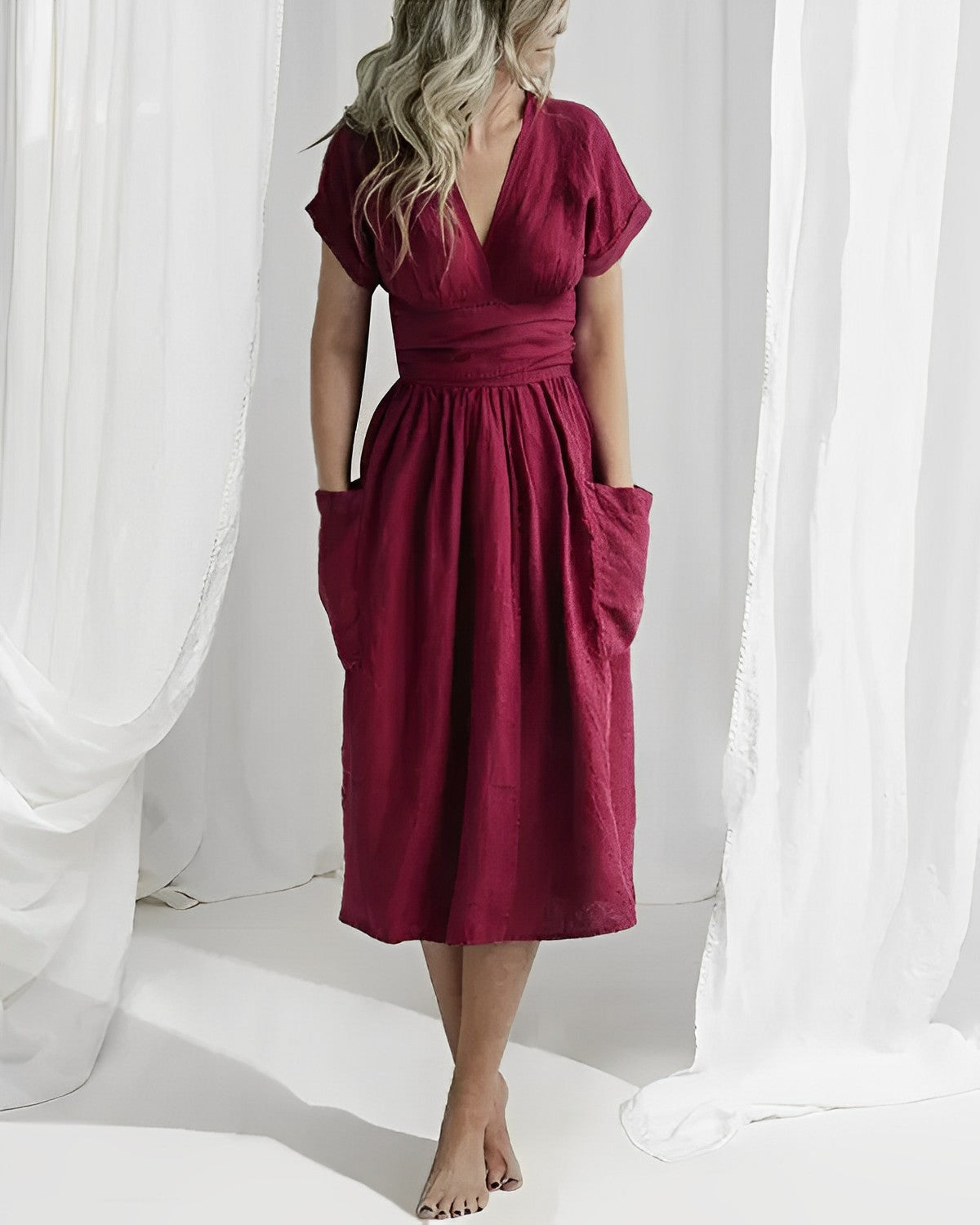 Malia - Elegante en Comfortabele Zomerse Linnen Jurk voor Vrouwen