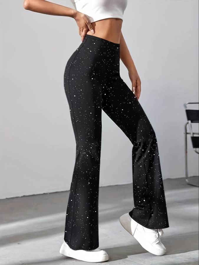 Flared broek van glitter stof