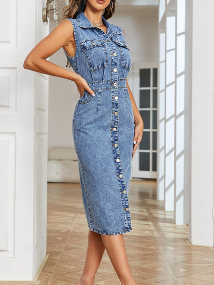 Blauwe Denim Jurk met Knoopsluiting - Dianne