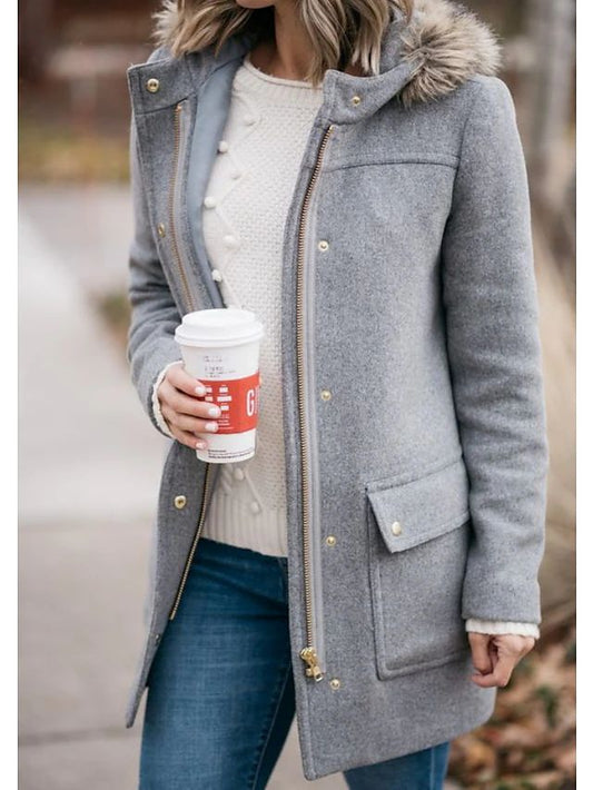 Ren | Wijde wollen jas met omslagkraag