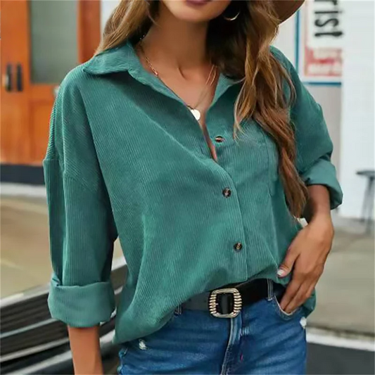 Francesca | Corduroy kraag down blouse