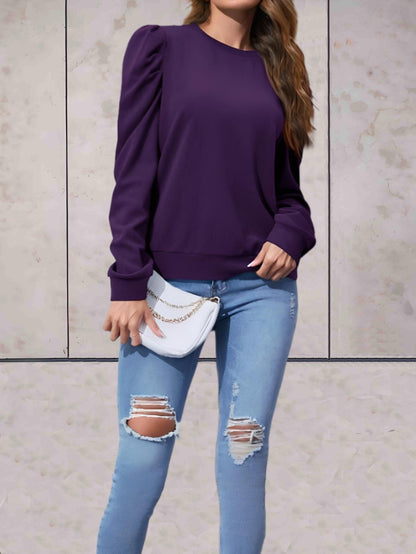 Charley - Effen oversized trui met gezwollen wijde mouwen