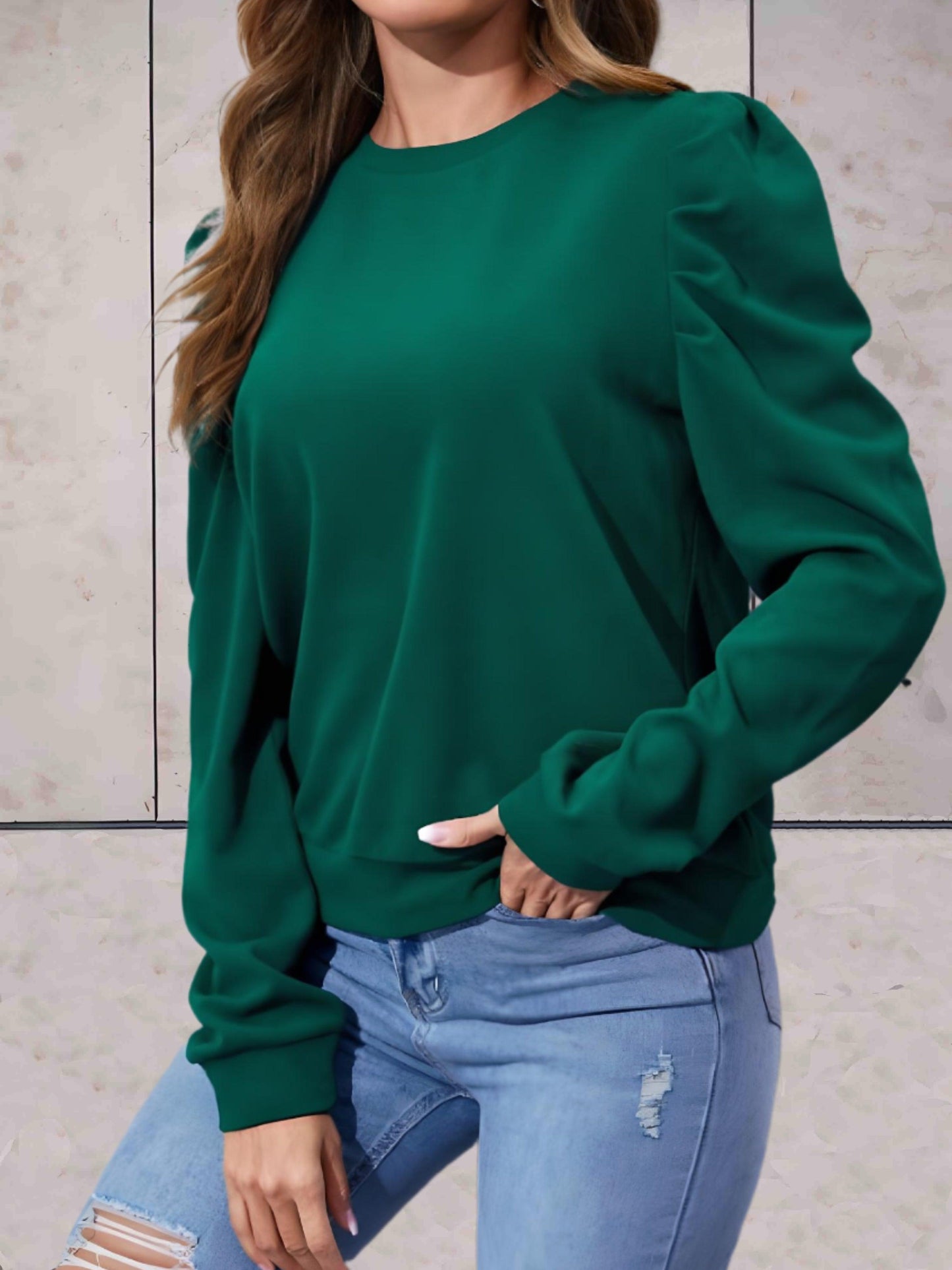 Charley - Effen oversized trui met gezwollen wijde mouwen