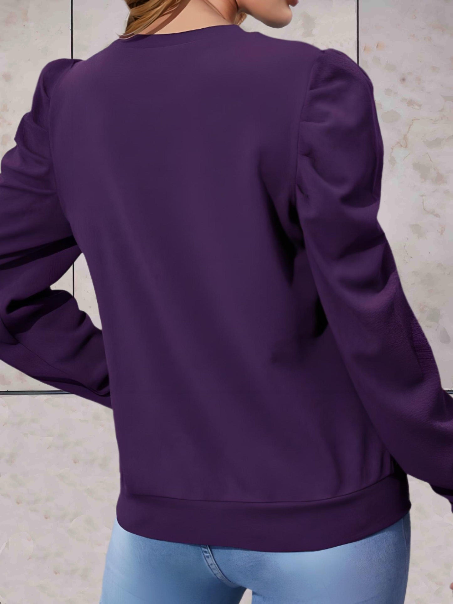 Charley - Effen oversized trui met gezwollen wijde mouwen