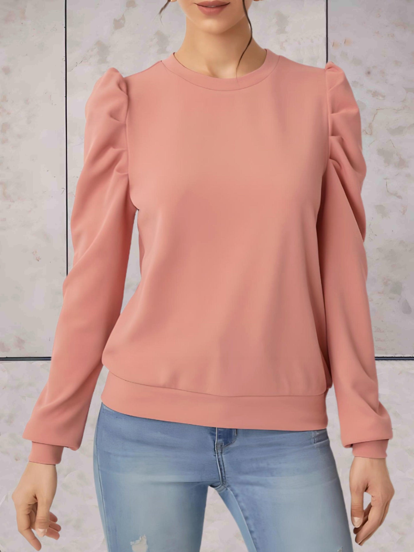 Charley - Effen oversized trui met gezwollen wijde mouwen