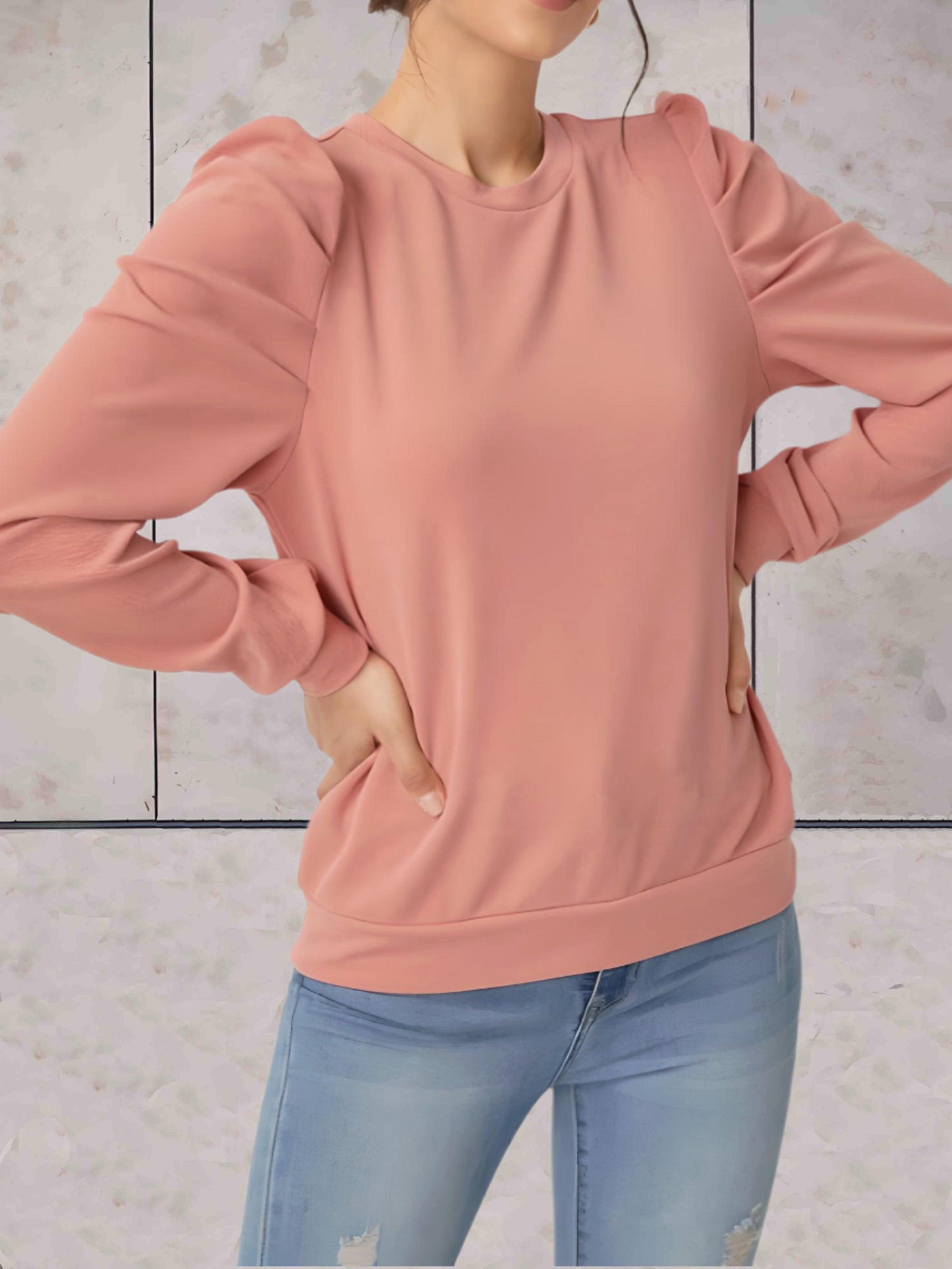 Charley - Effen oversized trui met gezwollen wijde mouwen