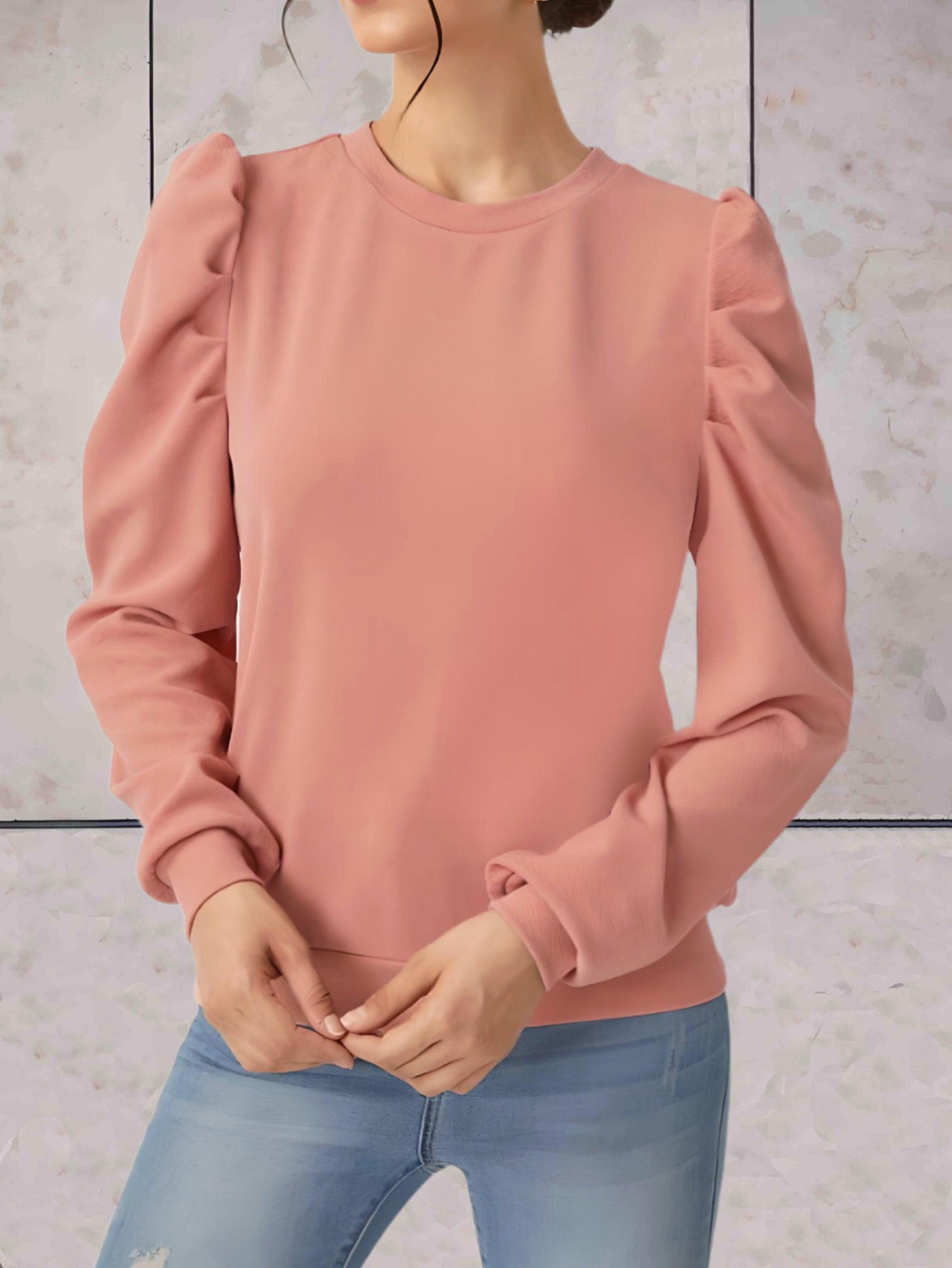 Charley - Effen oversized trui met gezwollen wijde mouwen