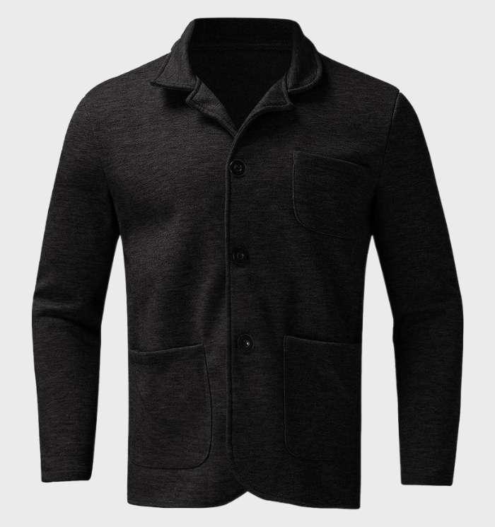 Kyle - wollen jas in basic stijl met zakken en knoopsluiting