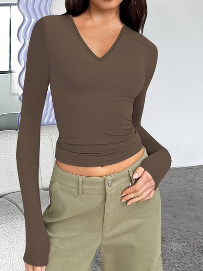 Lange Mouwen Top Met V-hals
