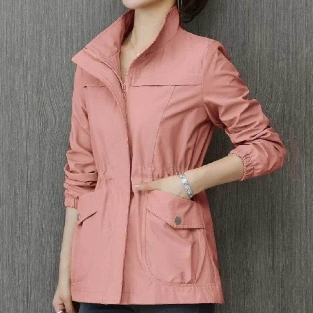 Claudia Trenchcoat | Casual elegante lente tussenjas met hoge kraag en rits voor dames