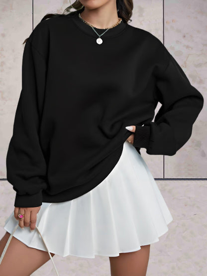 Ellison | comfortabele effen oversized trui ronde hals dikke kwaliteit