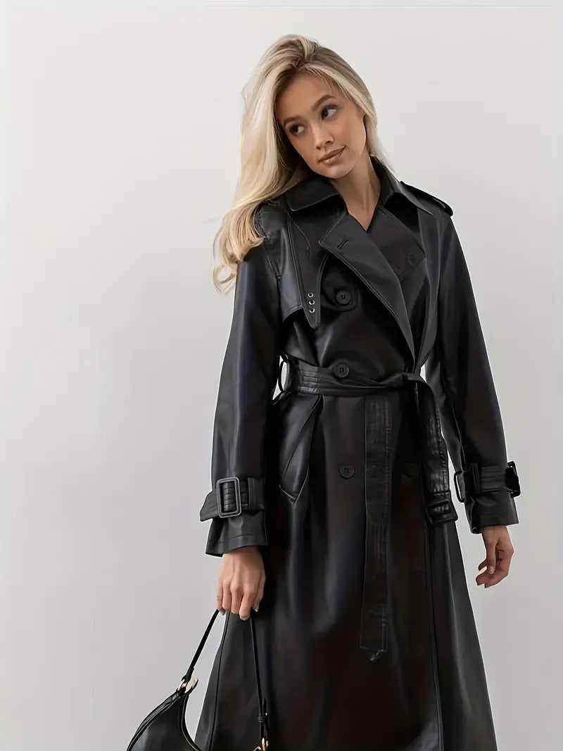 Amparo - trenchcoat leren jas met riem