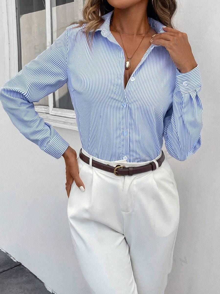 Venessa | gestreepte klassieke blouse