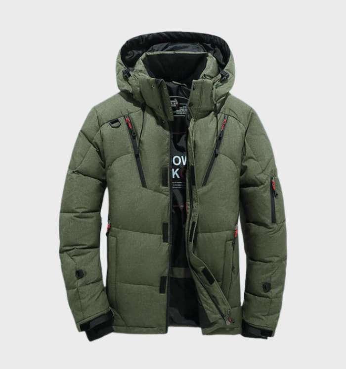 Lance - winter warme gewatteerde bubble puffer jas met capuchon en combinatie van rits en knopen sluiting
