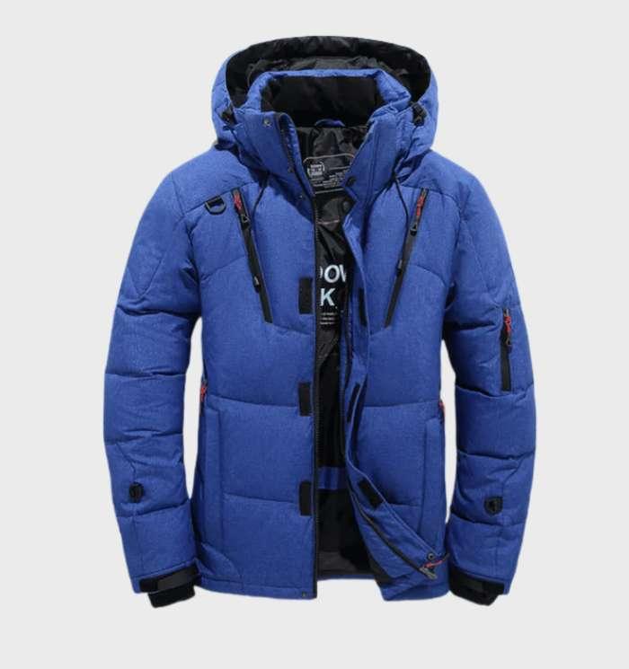 Lance - winter warme gewatteerde bubble puffer jas met capuchon en combinatie van rits en knopen sluiting