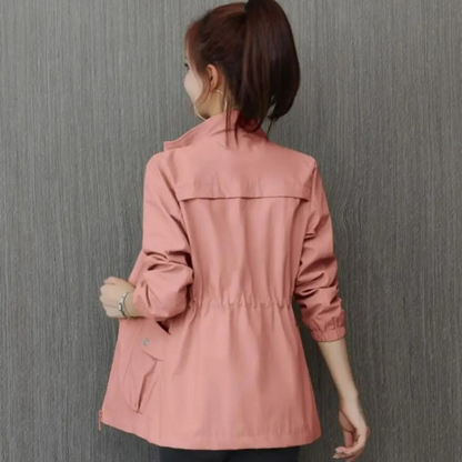 Claudia Trenchcoat | Casual elegante lente tussenjas met hoge kraag en rits voor dames