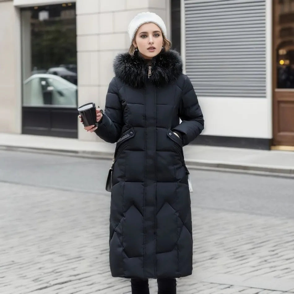 Manila - Lange Winterjas met Bontmuts