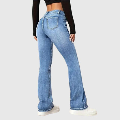 Sienna | Uitlopende jeans met hoge taille en lichte wassing