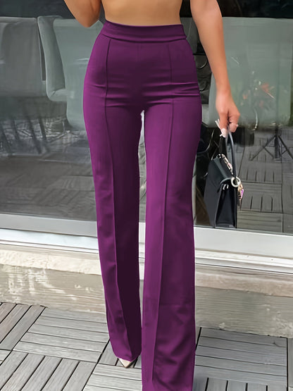 Stretchy broek met hoge taille en wijde pijpen - Aubrey