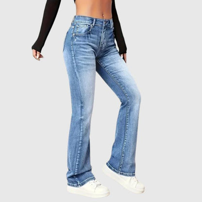 Sienna | Uitlopende jeans met hoge taille en lichte wassing