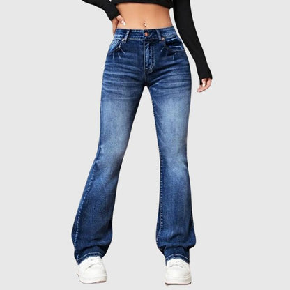 Sienna | Uitlopende jeans met hoge taille en lichte wassing