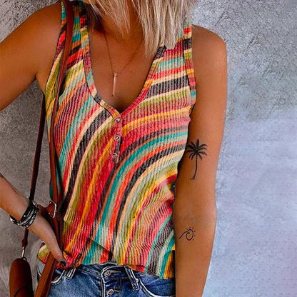 Corinne | Gebreid gestreept tanktop
