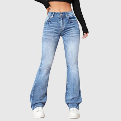 Sienna | Uitlopende jeans met hoge taille en lichte wassing