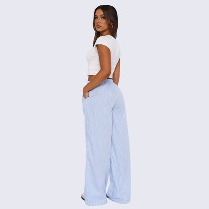 Gestreepte wijde pijpen broek voor dames