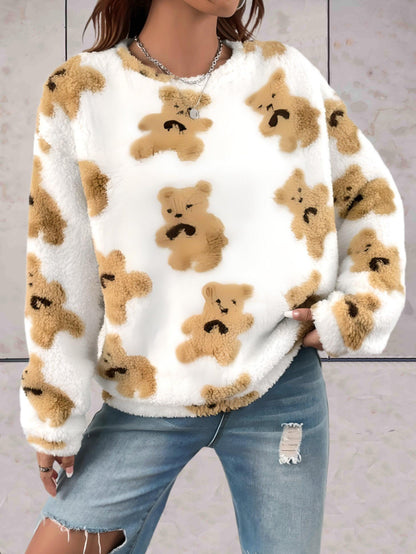 Dakota - comfortabele en zachte oversized trui met berenprint over het hele oppervlak