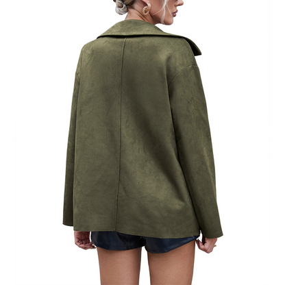 Charlottie - Stijlvolle Suede Button-Up Jas