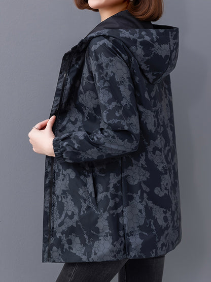 Venus - Dubbelzijdige stijlvolle regenjas met capuchon en zakken voor dames