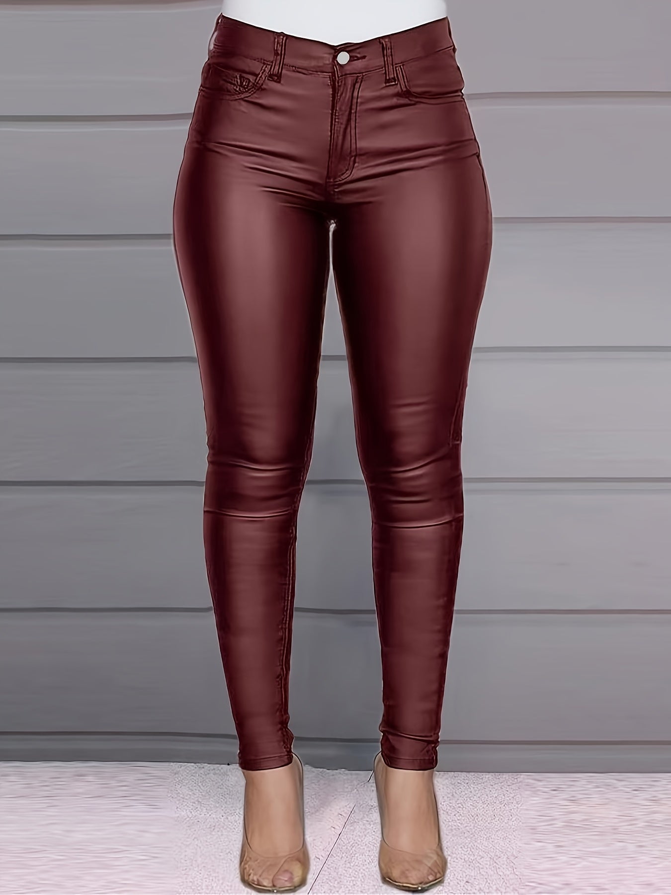 Zwarte leerlook skinny jeans - Olivia