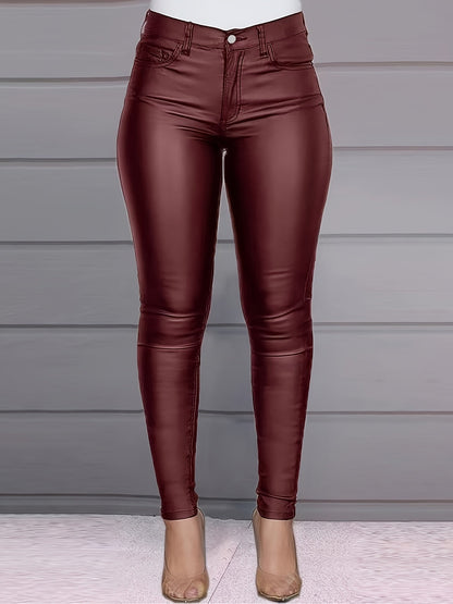 Zwarte leerlook skinny jeans - Olivia