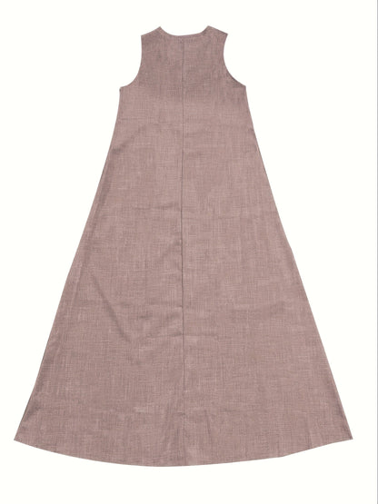 Amira - Effen gekleurde Maxi jurk met V-hals