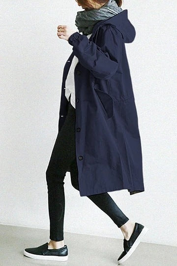 Damesmode Casual Lange trenchcoat met capuchon - Ariyah
