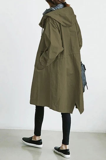 Damesmode Casual Lange trenchcoat met capuchon - Ariyah