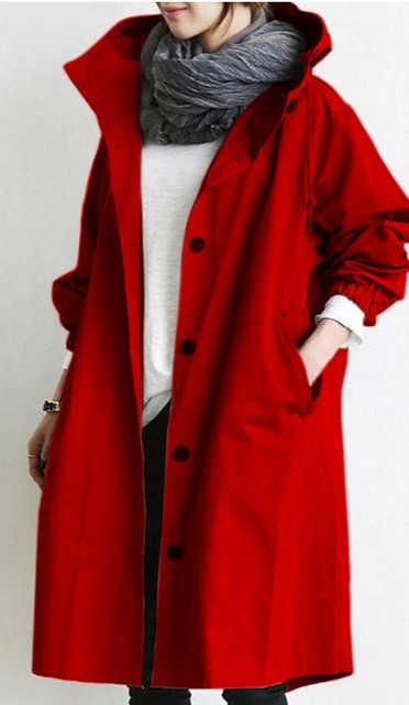 Damesmode Casual Lange trenchcoat met capuchon - Ariyah