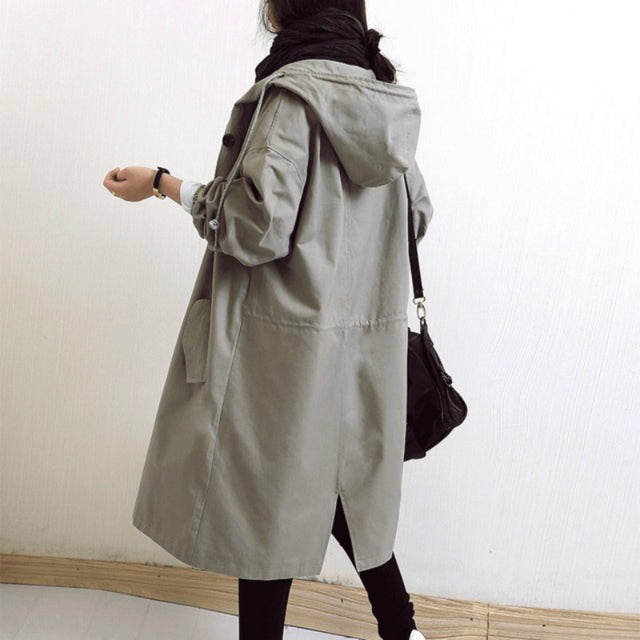 Damesmode Casual Lange trenchcoat met capuchon - Ariyah