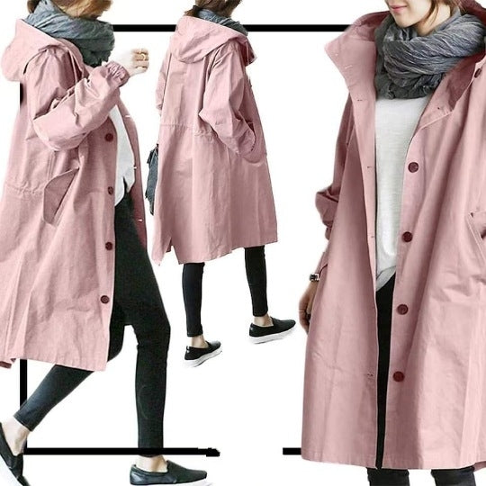 Damesmode Casual Lange trenchcoat met capuchon - Ariyah