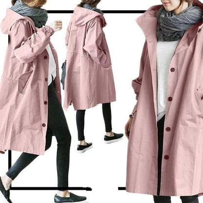 Damesmode Casual Lange trenchcoat met capuchon - Ariyah
