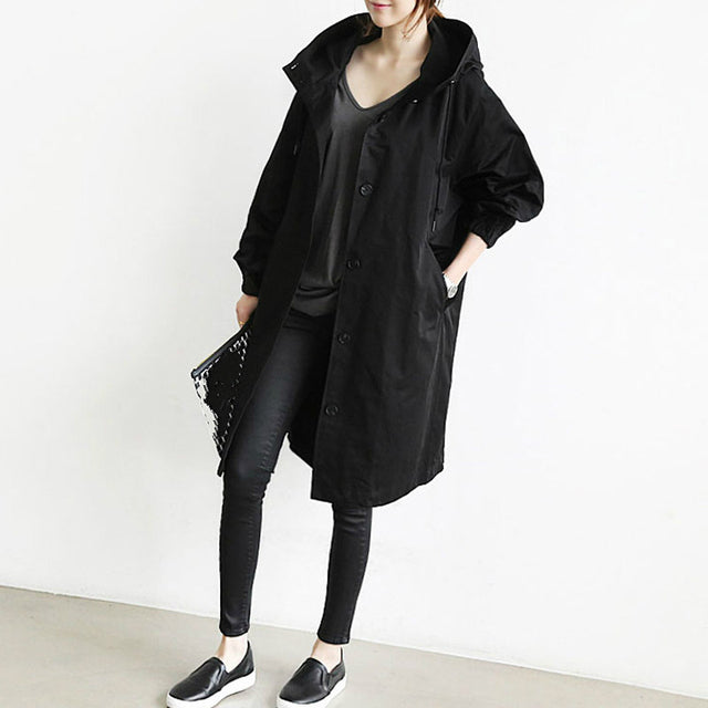 Damesmode Casual Lange trenchcoat met capuchon - Ariyah