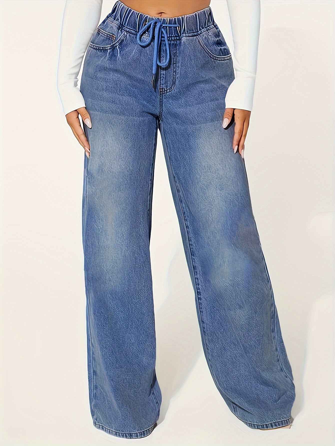 Blauwe Baggy Jeans met koord - Sophia
