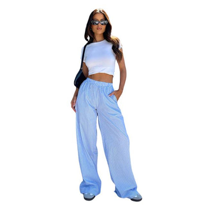 Savannah | Gestreepte palazzo broek met wijde pijpen