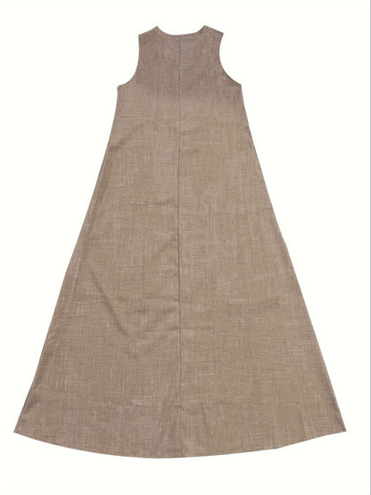 Amira - Effen gekleurde Maxi jurk met V-hals