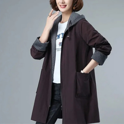 MaxMila Windbreaker Jas | Casual lange lentejas met capuchon voor dames