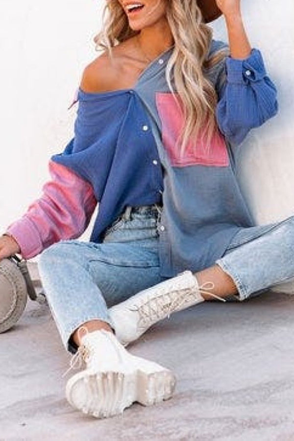 Mara | Casual Overhemd met Kleurcontrast