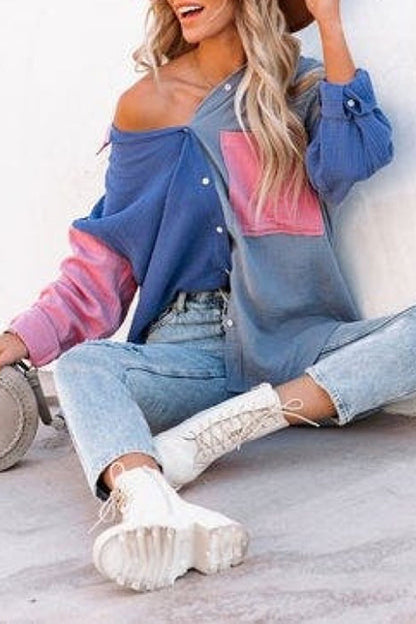 Mara | Casual Overhemd met Kleurcontrast