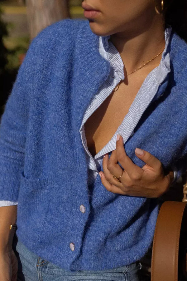 Ronde Hals Cardigan met Losse Pasvorm