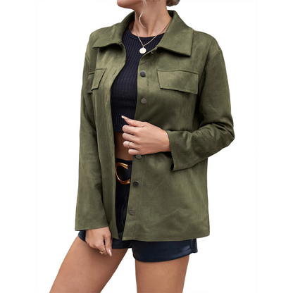 Charlottie - Stijlvolle Suede Button-Up Jas